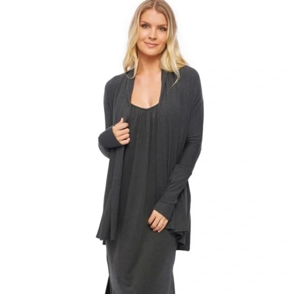 JJ Winks Draped Cardigan - Gray - Size M - Chic women's loungewear - Picture 1 of 4